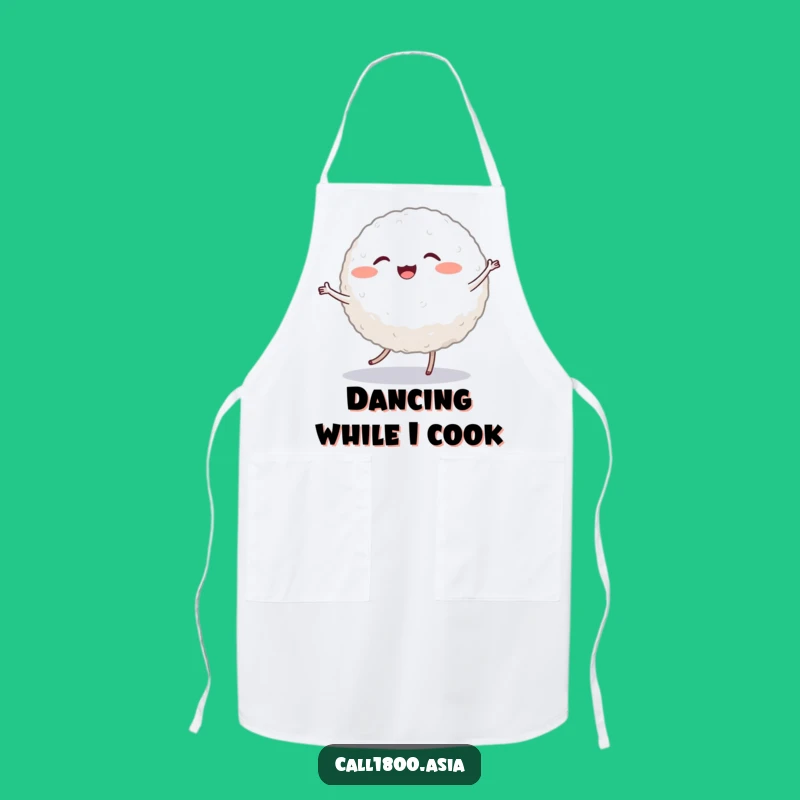 Funny Dancing Rice Ball Apron: Cook with Joy and Character!