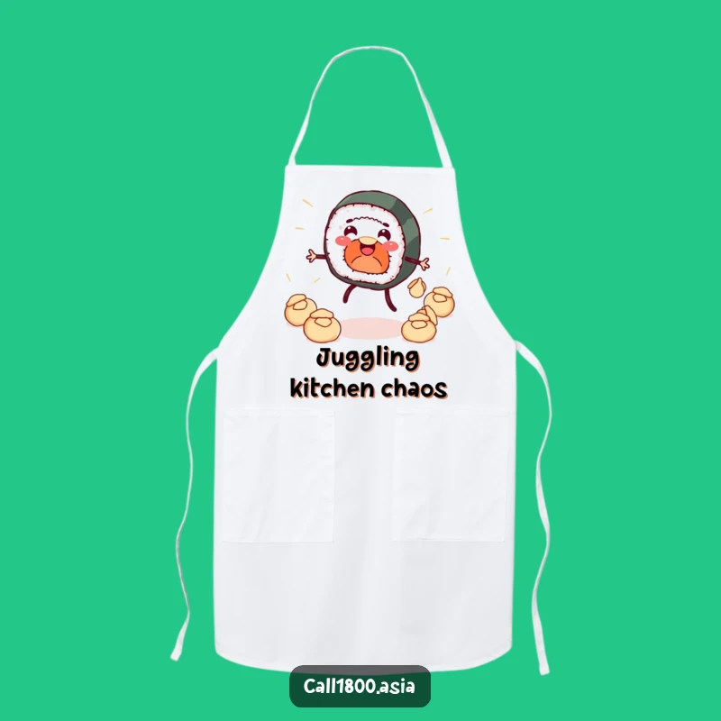 Funny Sushi Roll Dumpling Juggler Apron: Cook with a Smile and Giggles!