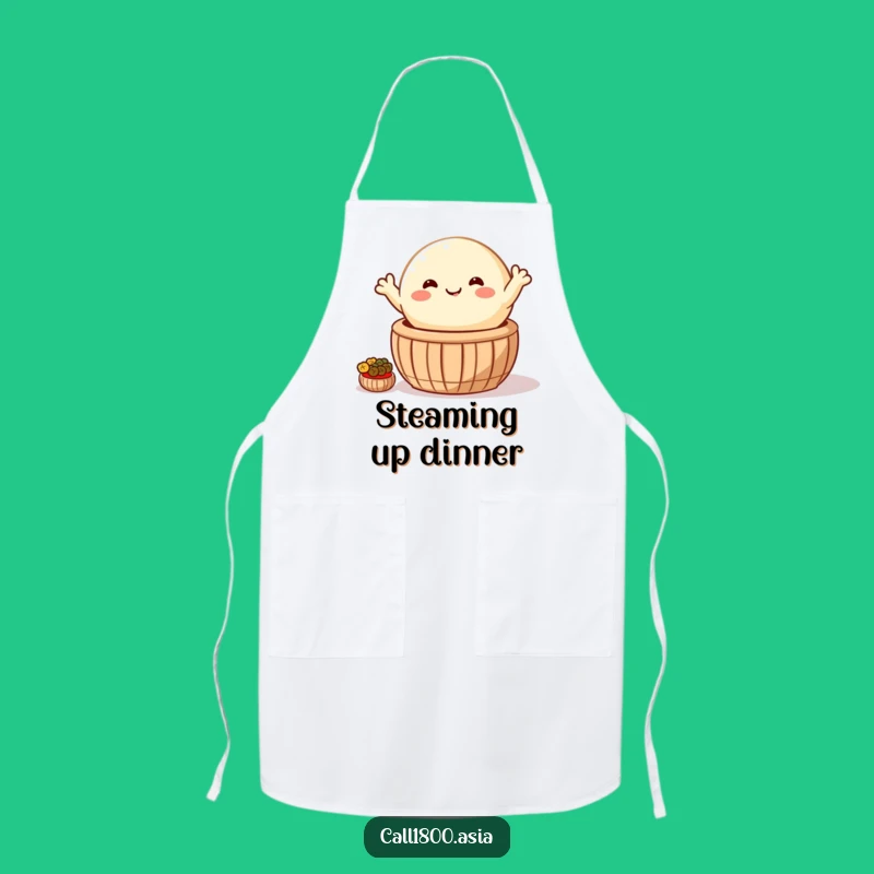 Funny Bao Bun Waving Apron: Cook with Cartoon Cheer and Protection!