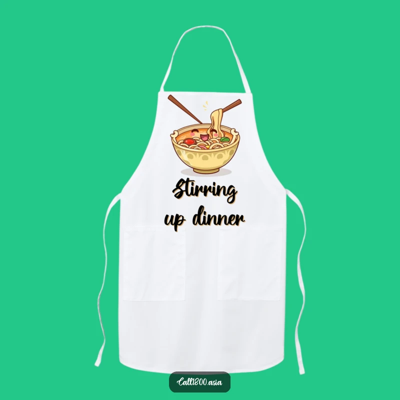 Funny Ramen Bowl Stirring Apron: Cook Deliciously with Cartoon Fun!