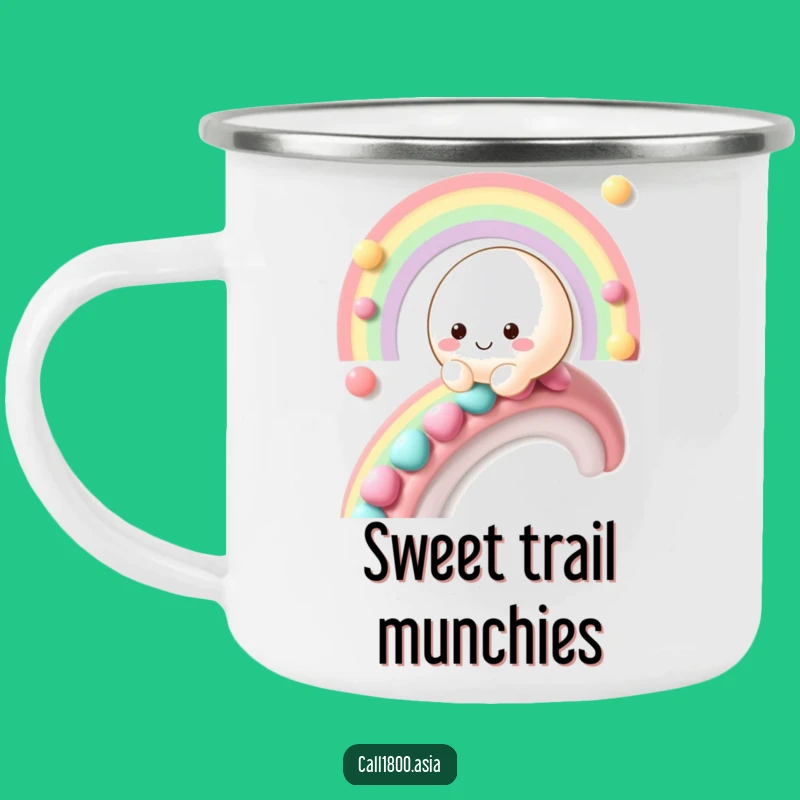 Funny Mochi Rainbow Camping Mug: Rugged and Hilarious for Sweet Adventures