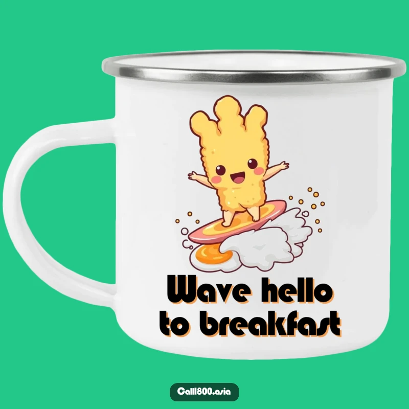 Funny Tempura Surfer Camping Mug: Rugged and Hilarious for Outdoor Adventures