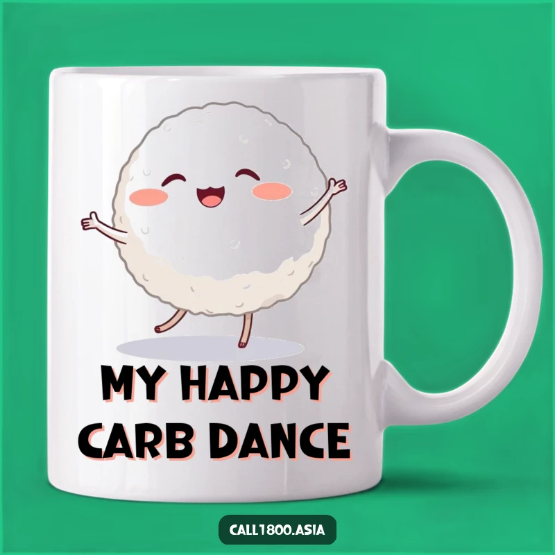 Funny Dancing Rice Ball Mug: A Cheerful Character Gift for Foodie Fun!