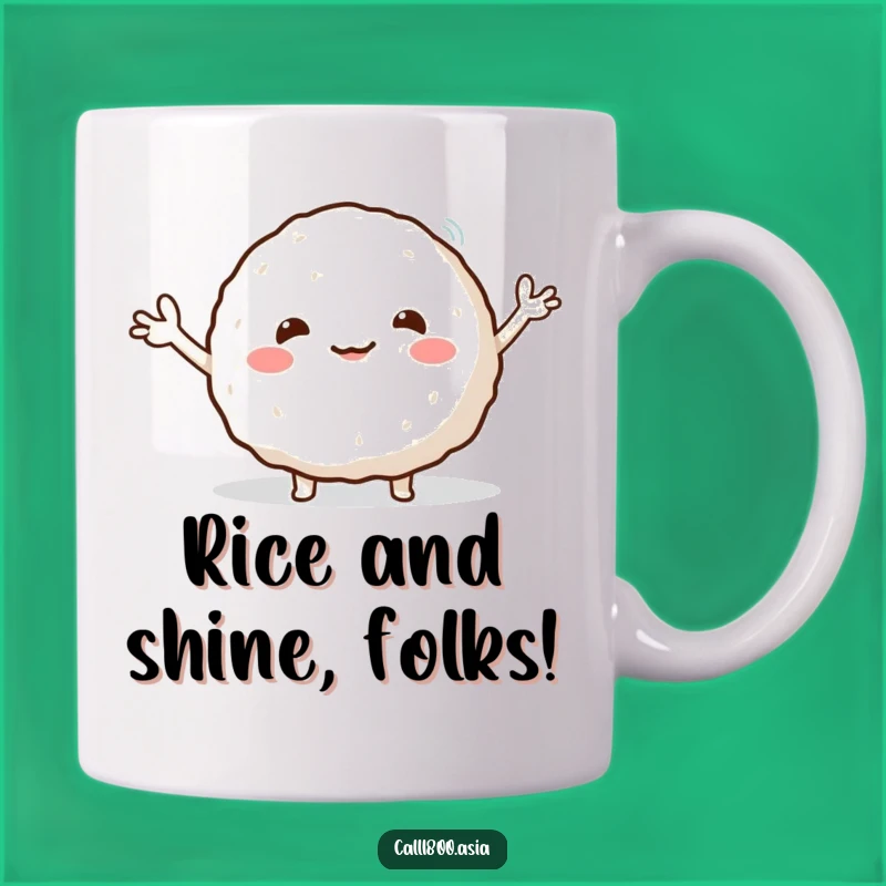 Funny Rice Ball Wave Mug - Cute Character Art, Perfect Funny Gift for Foodies