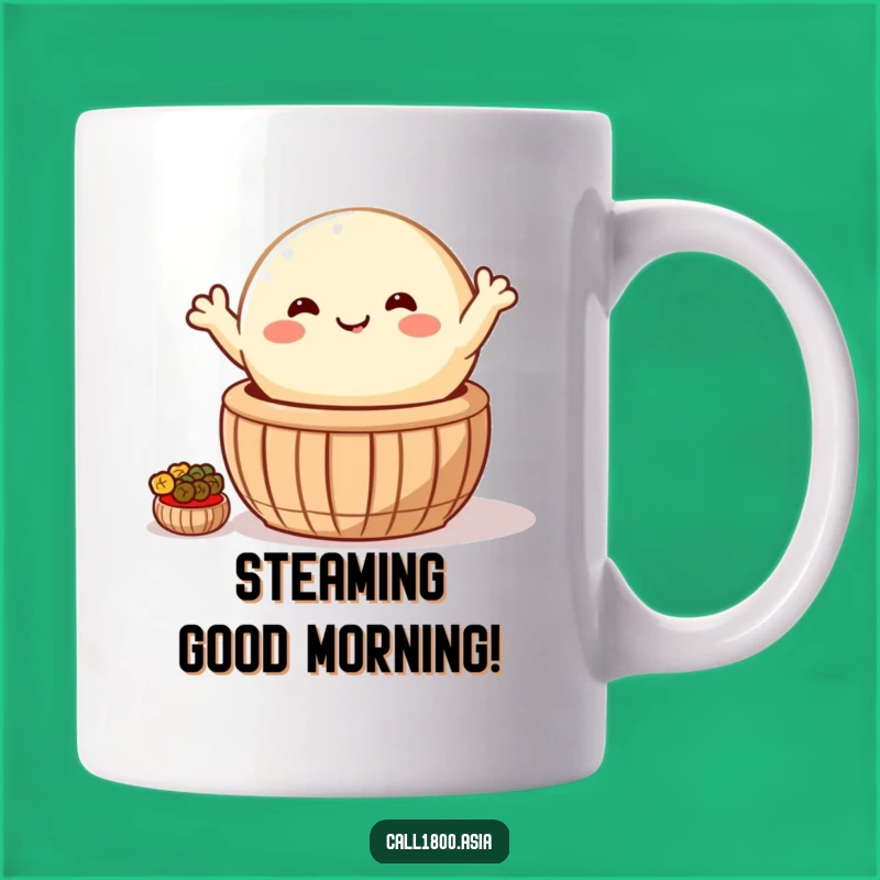 Funny Bao Bun Waving Mug: A Cheerful Cartoon Treat for Your Morning!