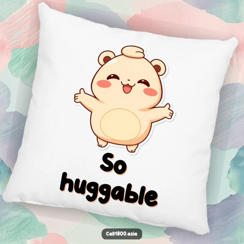 Funny bao bun pillow with a smiling character offering a warm hug with outstretched arms, providing soft comfort and a cheerful, embracing accent.