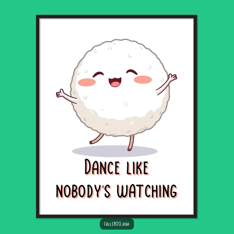 Funny Dancing Rice Ball Digital Art: Instant Cheerful Character Decor!