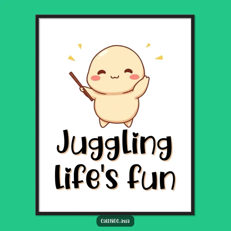 Funny Dumpling Juggling Digital Art - Instant Whimsical Decor