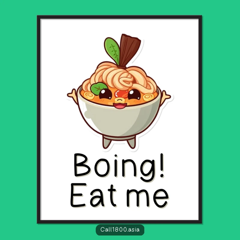 Funny Ramen Bowl Bouncing Digital Art - Instant Cheerful Decor