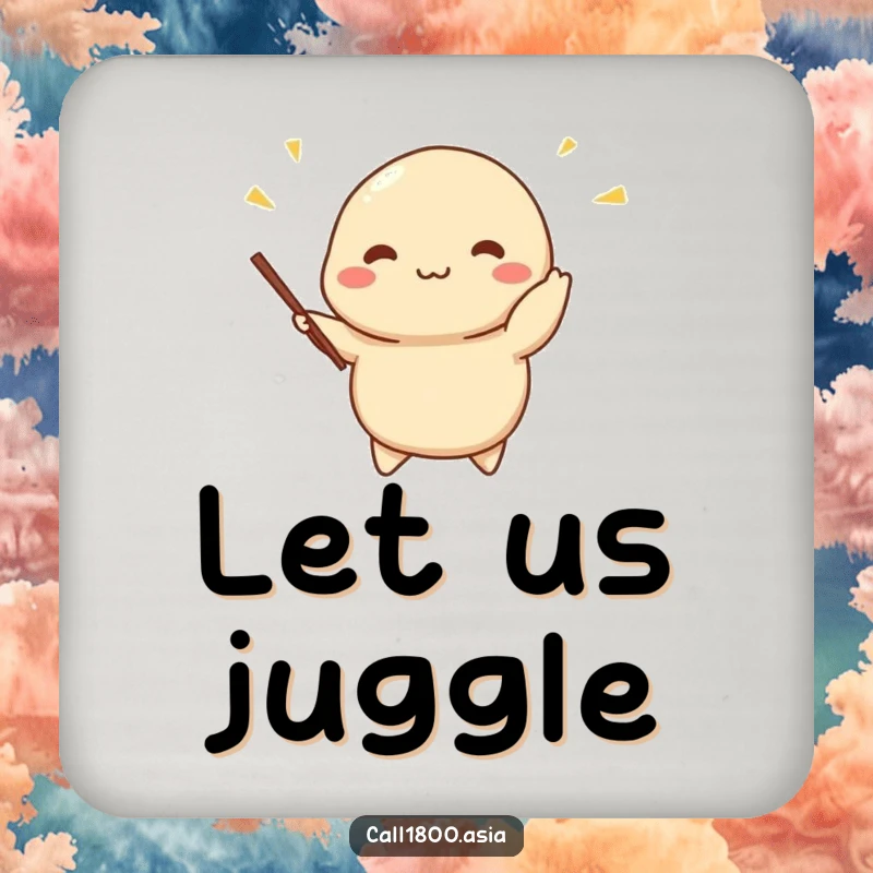 Funny dumpling juggling coasters featuring a cheerful character adeptly handling miniature chopsticks, protecting surfaces with playful and artistic flair.