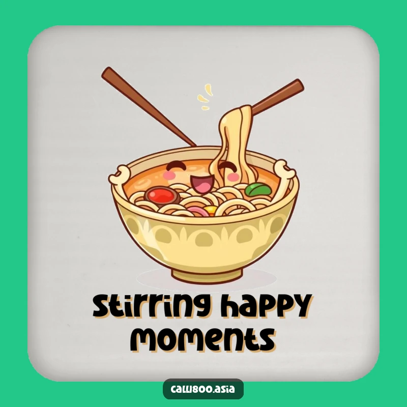 Funny Ramen Bowl Stirring Drink Coaster: Protect Surfaces with Cartoon Flair!