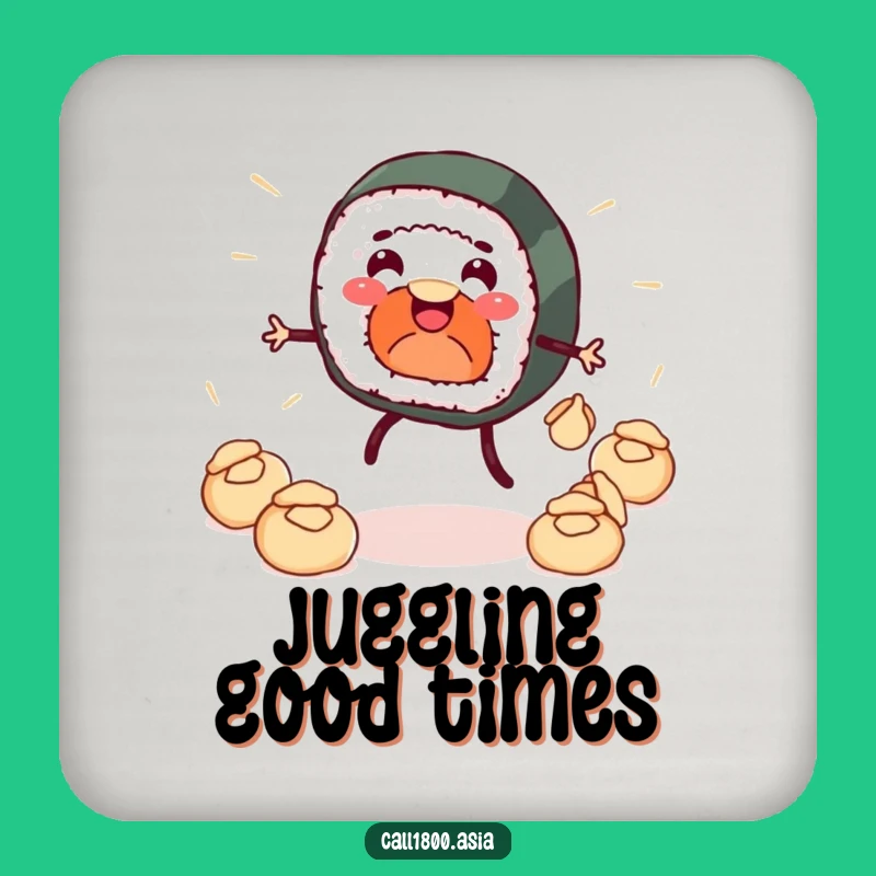 Funny Sushi Roll Juggler Drink Coaster: Protect Surfaces with Cartoon Charm!