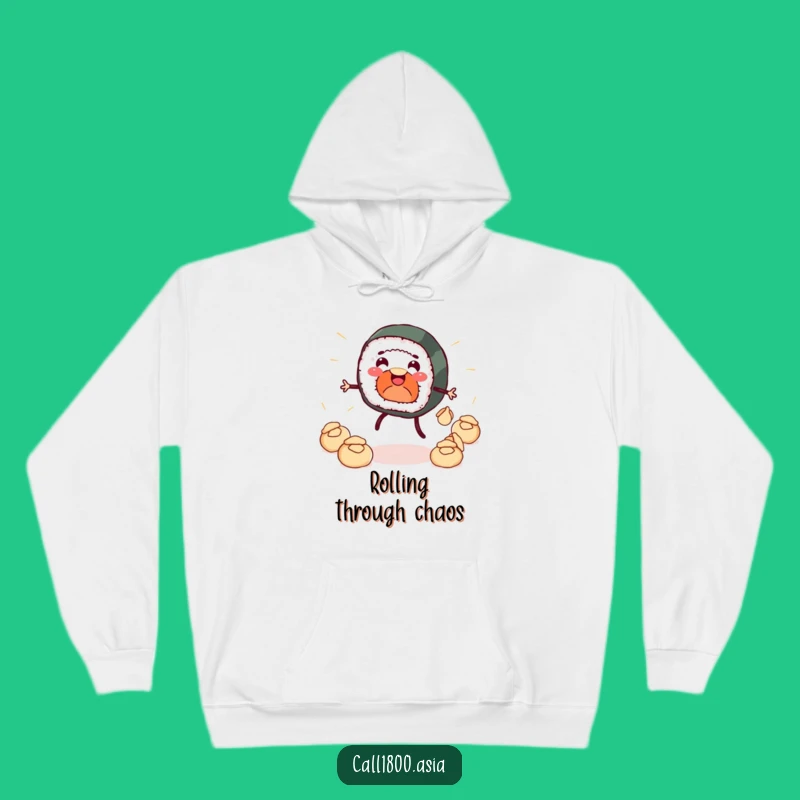 Funny Sushi Roll Dumpling Juggler Hoodie: Cozy Cartoon Comfort and Laughter!