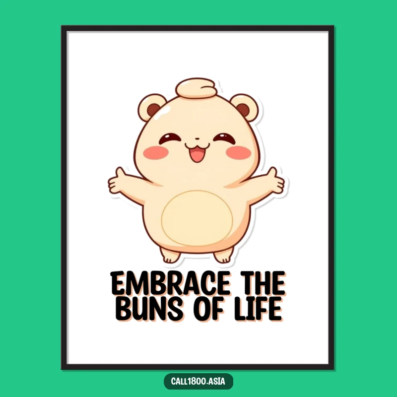 Free Printable Bao Bun Art: Warm Embrace Character, Funny Downloadable Decor Gift