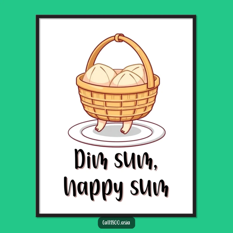 Free Printable Dim Sum Hopping Art: Funny Foodie Basket Downloadable Decor