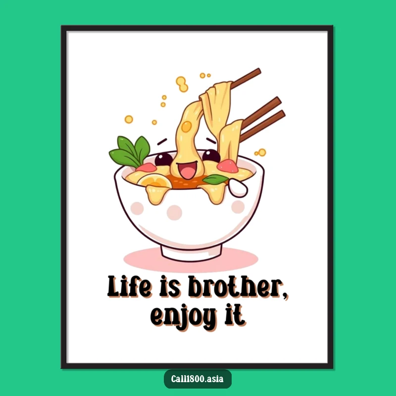 Funny Free Printable Wall Art - Splashing Ramen Foodie Decor Downloadable Gift