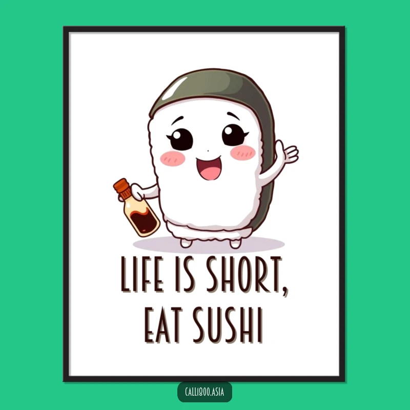 Funny Free Printable Wall Art - Juggling Sushi Foodie Decor Downloadable Gift