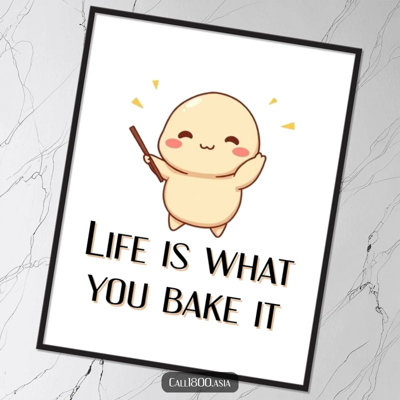 Funny Free Printable Dumpling Wall Art, a cheerful character juggling miniature chopsticks, adding a whimsical touch of foodie fun to any room.