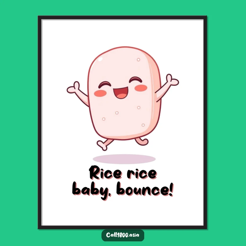 Free Printable Wall Art: Bouncing Rice Cake, Cheerful & Funny Downloadable Art