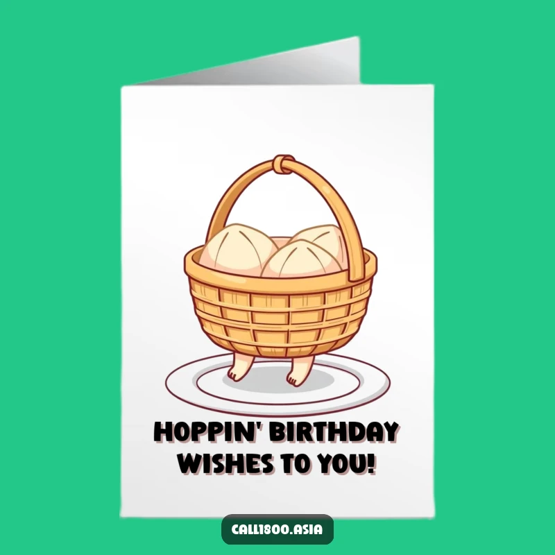 Free Printable Dim Sum Birthday Card: Hopping Basket Fun Downloadable Gift