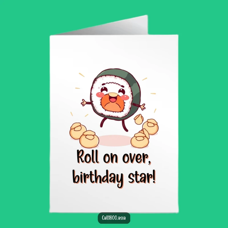 Free Printable Sushi Birthday Card: Funny Dumpling Juggling Fun Downloadable Gift