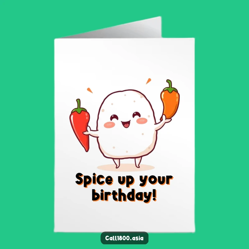 Free Printable Birthday Card: Juggling Onigiri, Playful & Funny Downloadable Greeting