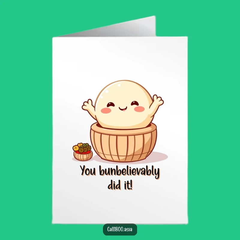 Free Printable Bao Bun Congrats Card: Waving Basket Celebration Downloadable Fun