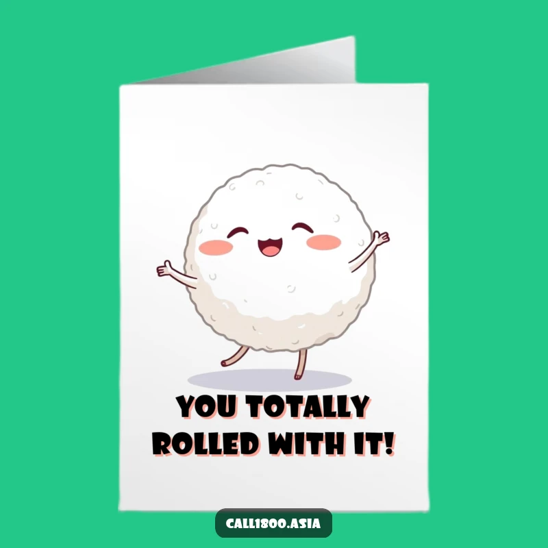 Free Printable Dancing Rice Ball Congratulations Card - Joyful Foodie Downloadable Gift