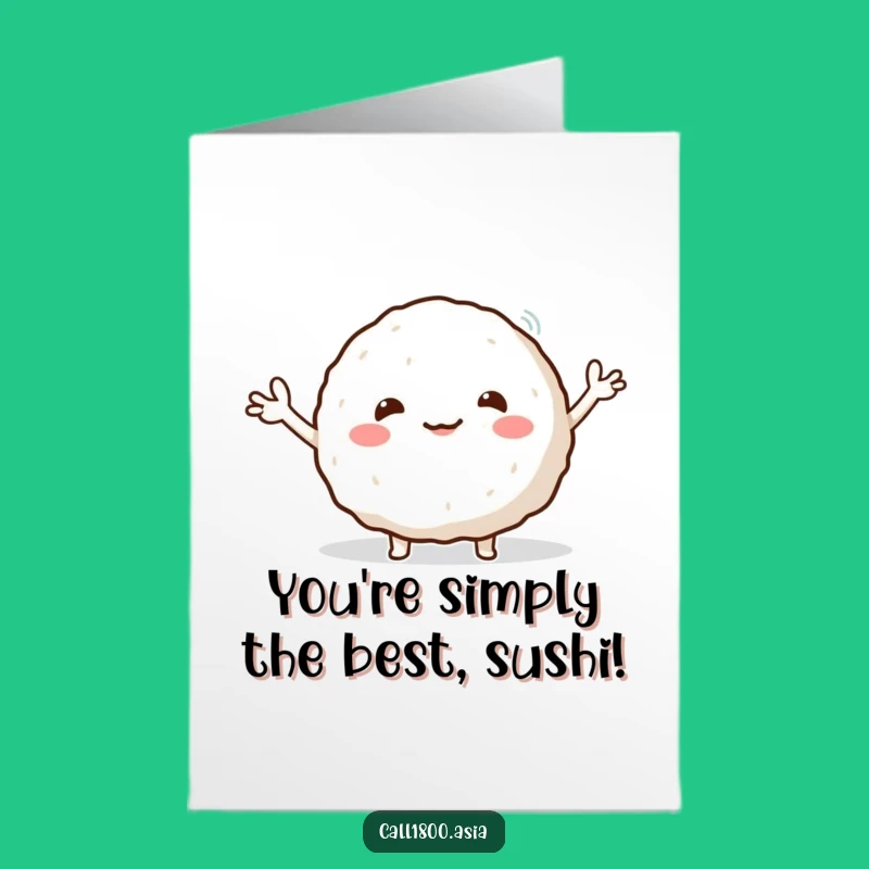 Free Printable Rice Ball Card: Cheerful Waving Congratulations DIY Downloadable Gift