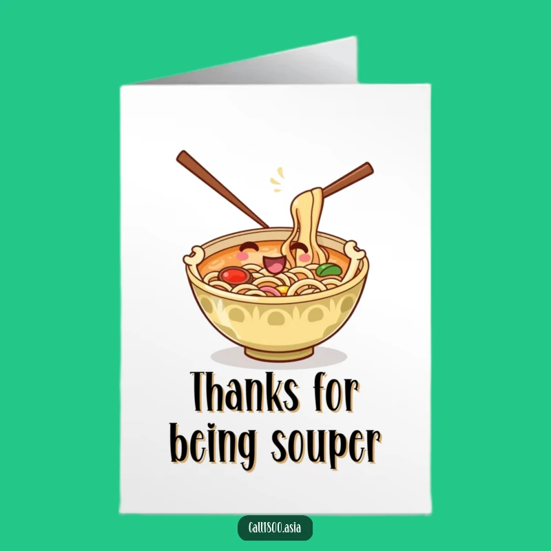 Free Printable Ramen Thank You Card: Playful Noodle Stirring Appreciation Downloadable