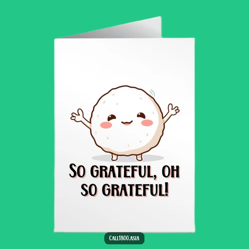 Free Printable Rice Ball Thank You Card: Cheerful Waving Gratitude DIY Downloadable Gift