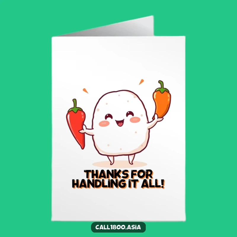 Free Printable Thank You Card: Onigiri's Thanks, Playful Downloadable Note