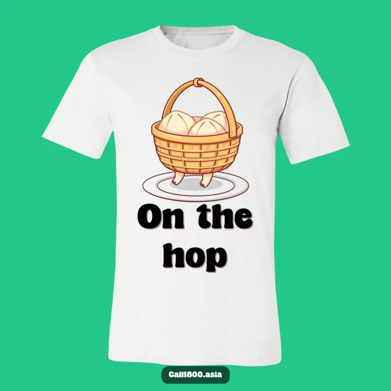 Funny Dim Sum Basket Hopping T-Shirt: Wearable Cartoon Joy!