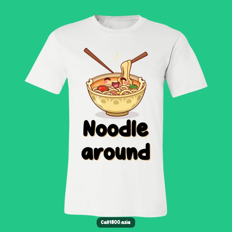Funny Ramen Bowl Stirring T-Shirt: Wearable Cartoon Foodie Fun!